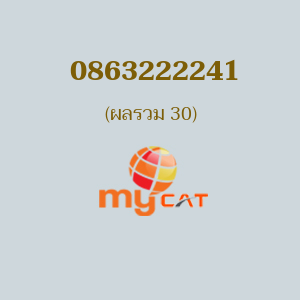 เบอร์มงคลหมายเลข 0863222241 ผลรวม 30 MYBYCAT